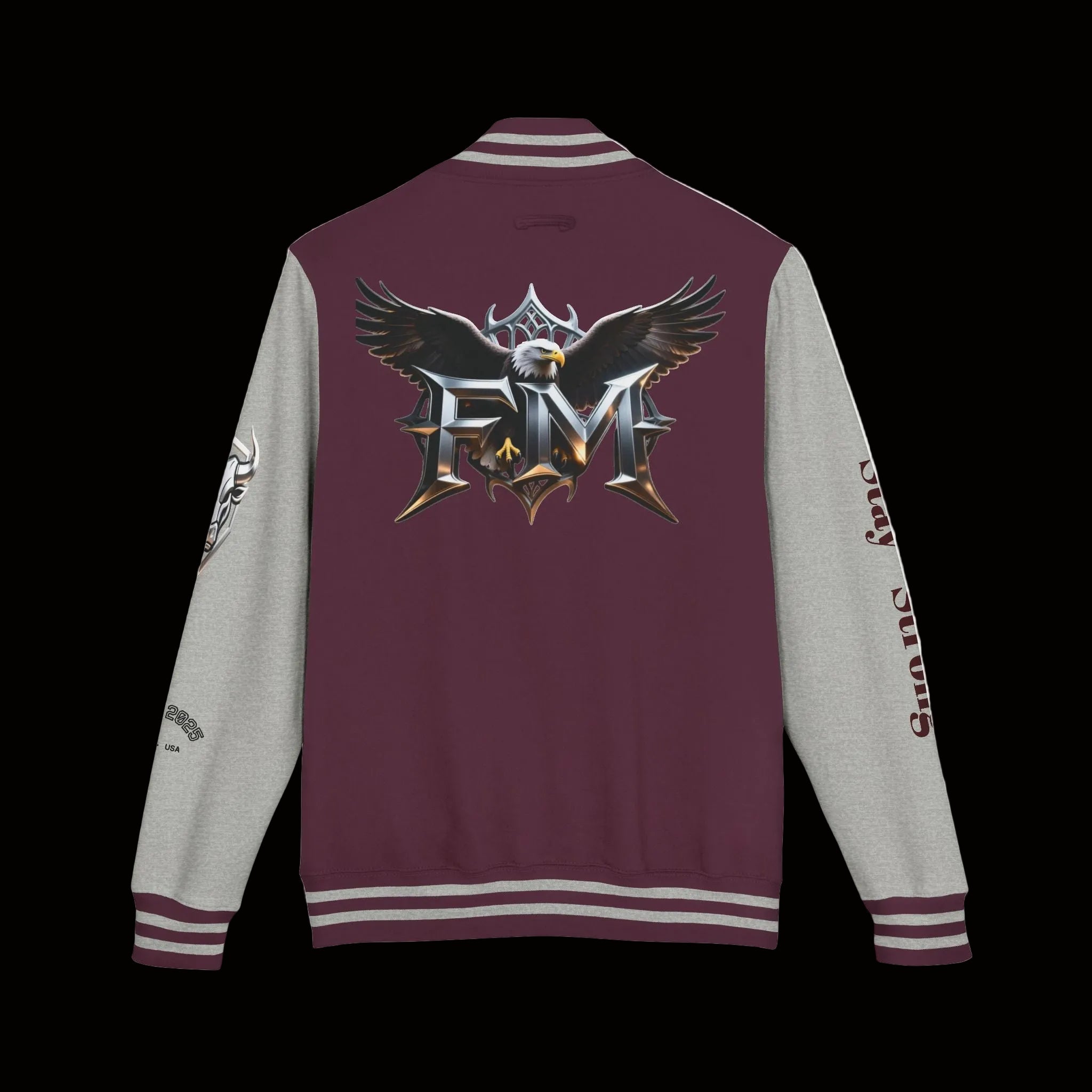 Freak Mode Varsity Jacket — Premium Letterman Jacket with Metallic FM Eagle Design