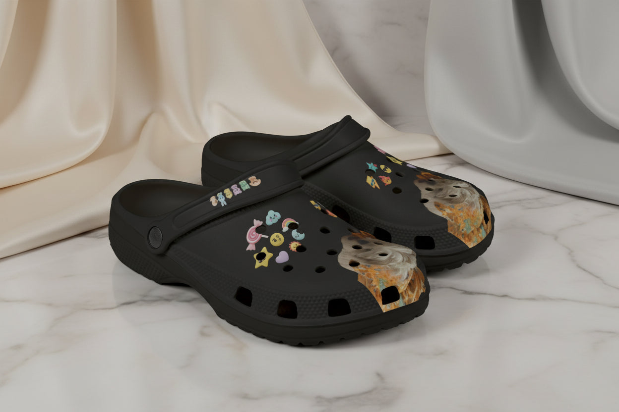 Dog Portrait EVA Clogs — Cute Paws & Confetti Slip-On Shoes