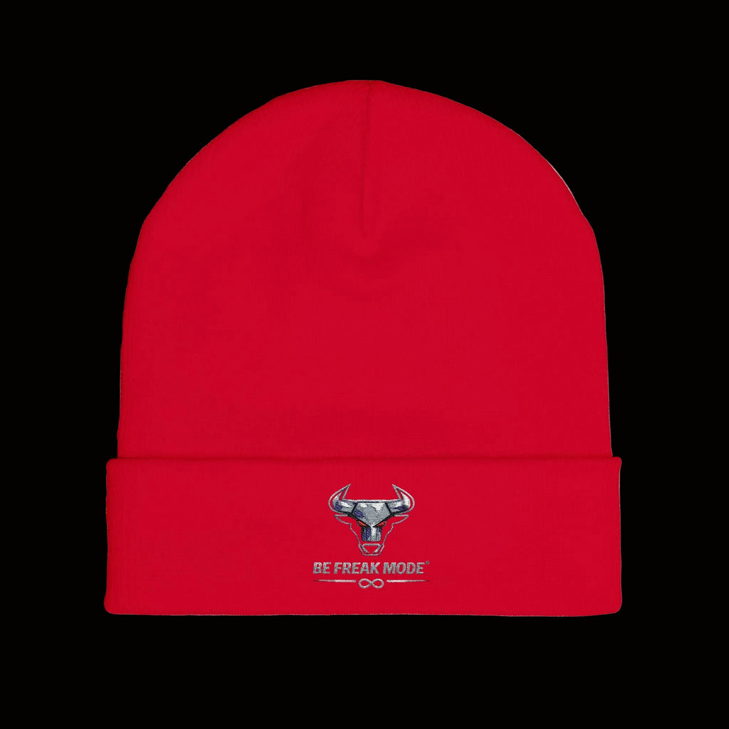 Embroidered Bull Skull Beanie — Premium Knit Winter Hat | Be Freak Mode