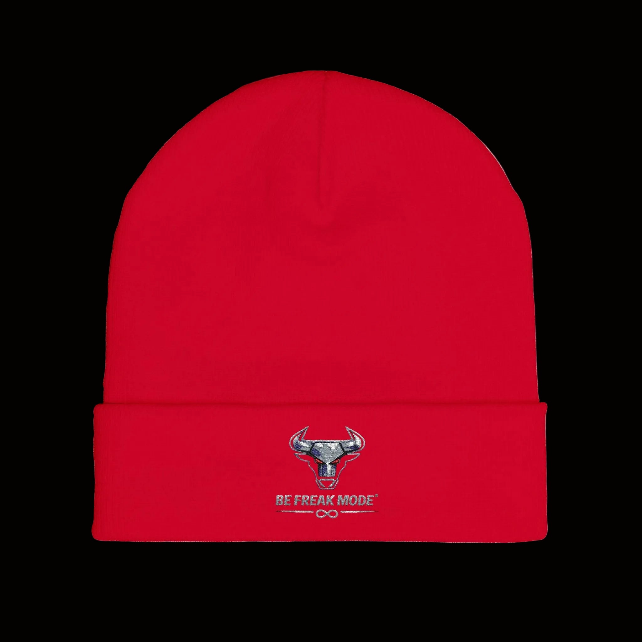 Embroidered Bull Skull Beanie — Premium Knit Winter Hat | Be Freak Mode
