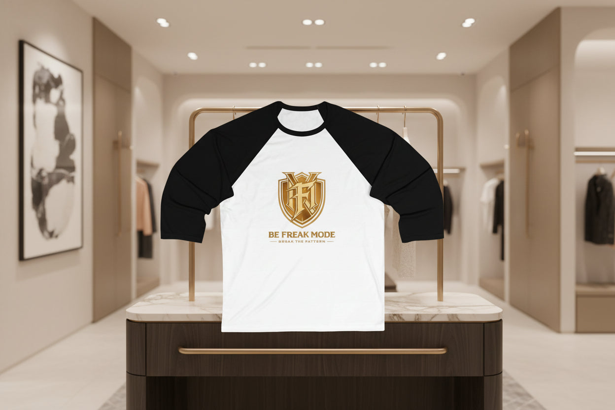 Baseball Tee — "Be Freak Mode" Athletic Logo Raglan