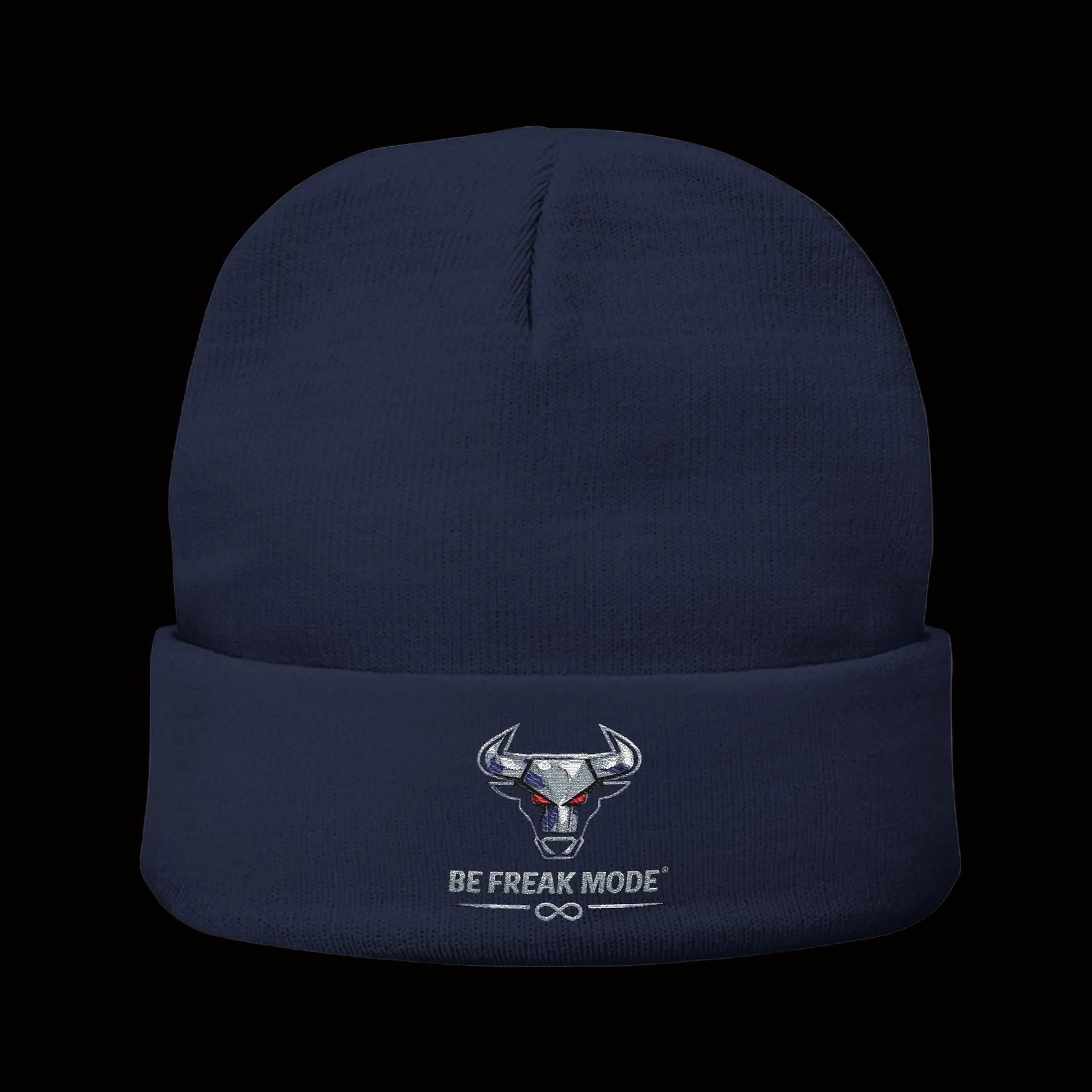 Embroidered Bull Skull Beanie — Premium Knit Winter Hat | Be Freak Mode