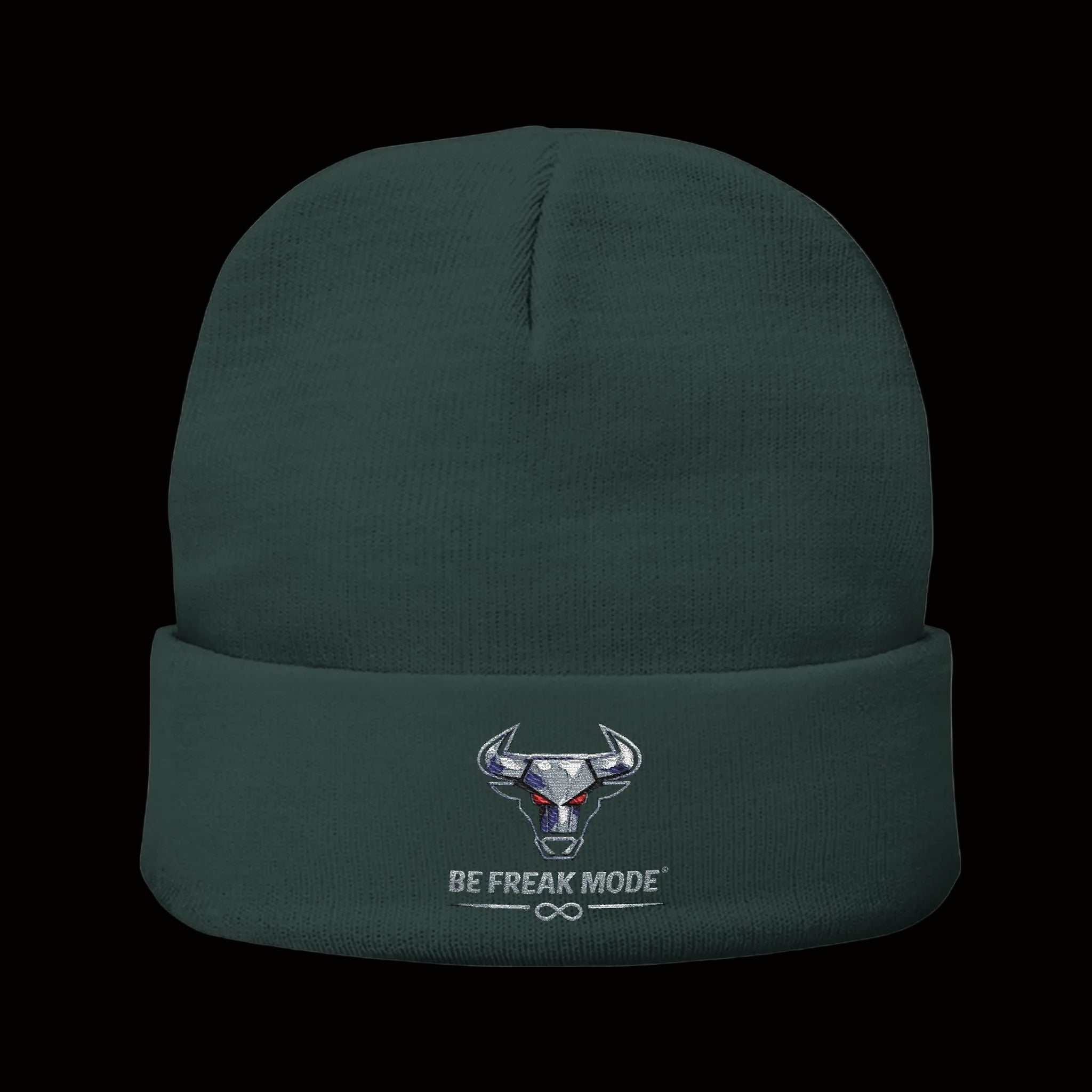 Embroidered Bull Skull Beanie — Premium Knit Winter Hat | Be Freak Mode