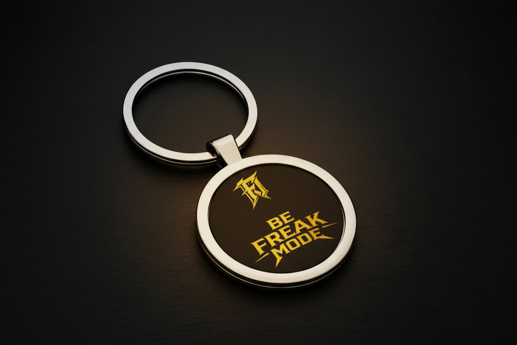 Round Stainless Steel Keychain — "Be Freak Mode" Motivational Key Ring