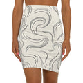 Abstract Swirl Pencil Skirt — Women's Mid-Waist Printed Skirt