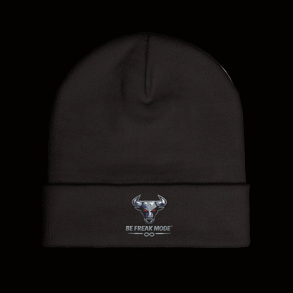 Embroidered Bull Skull Beanie — Premium Knit Winter Hat | Be Freak Mode
