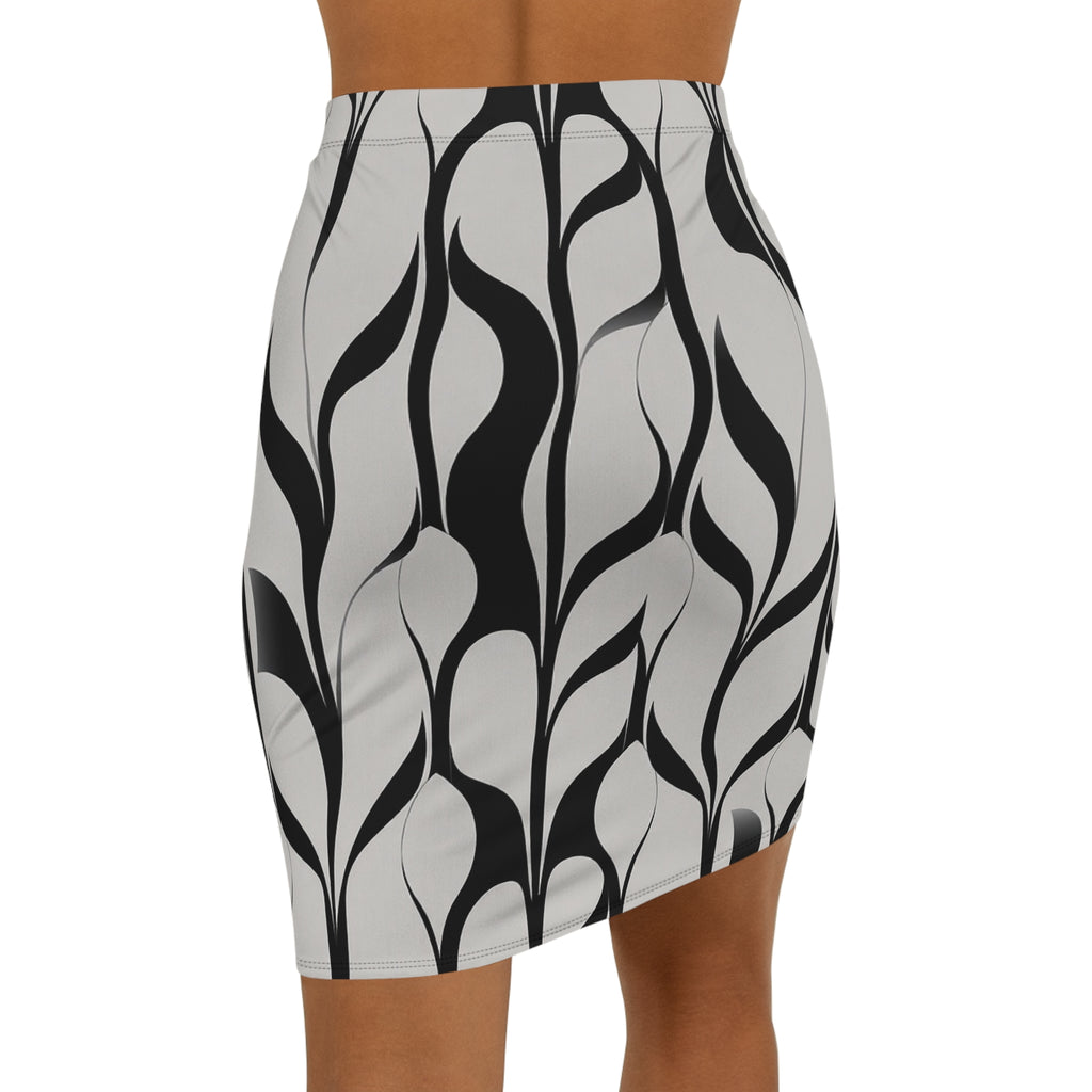 Abstract Black & White Pencil Skirt