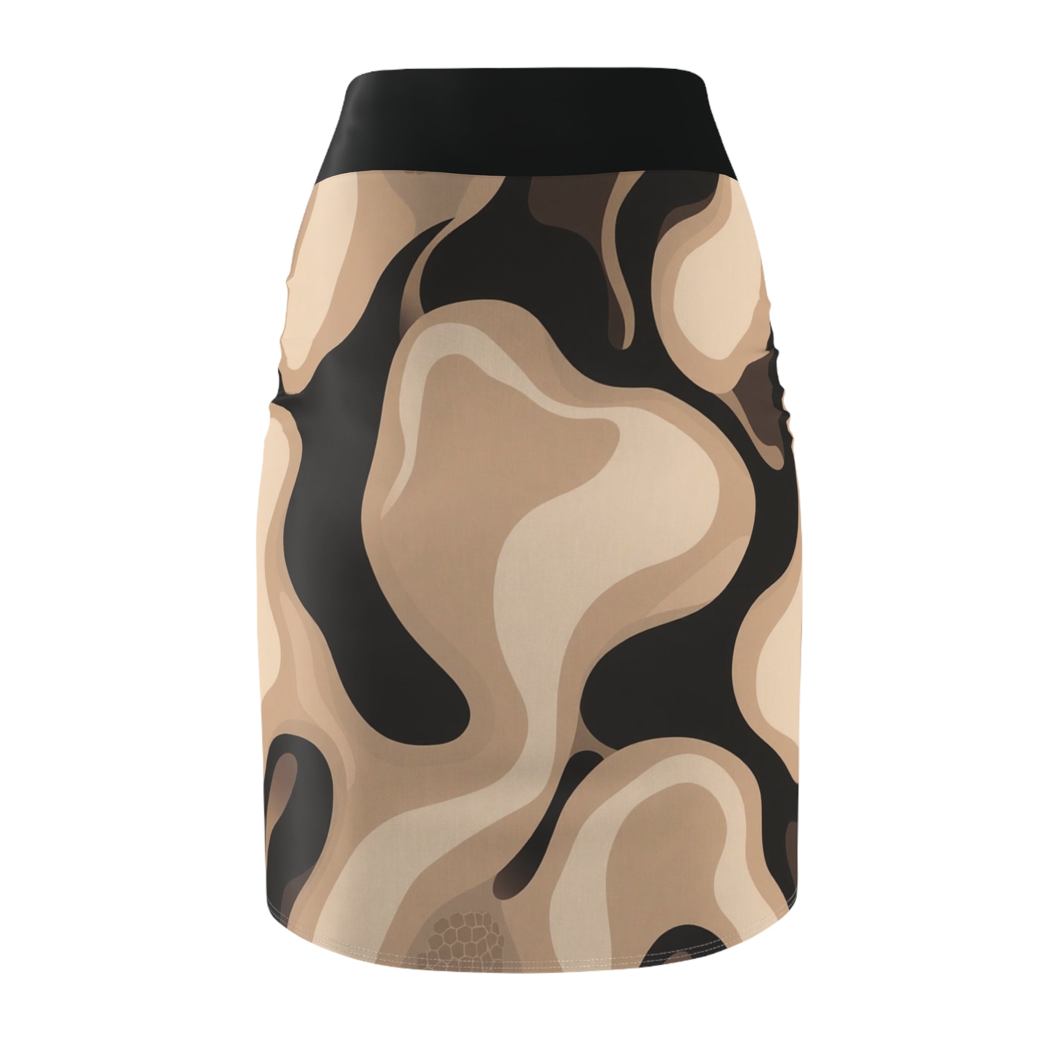 Beige Abstract Swirl Pencil Skirt