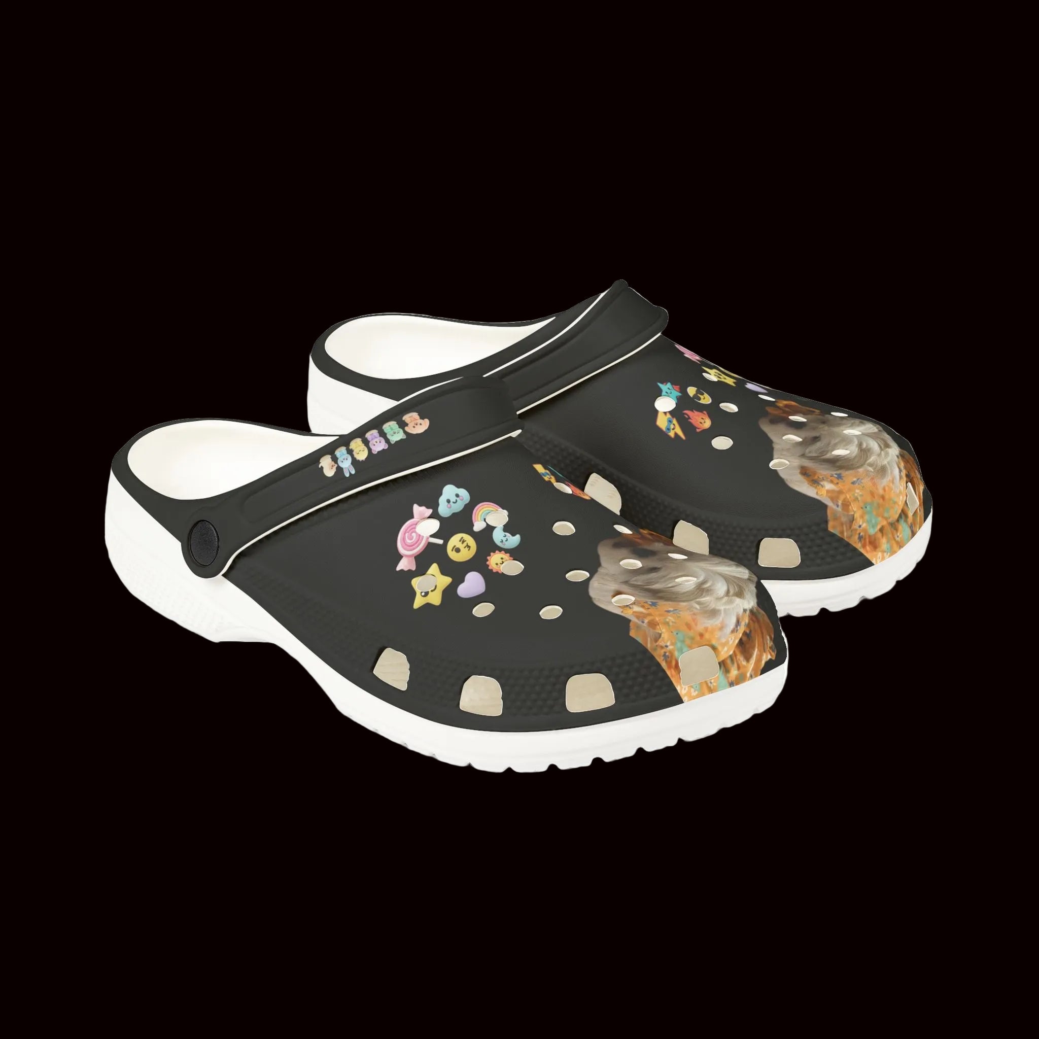 Dog Portrait EVA Clogs — Cute Paws & Confetti Slip-On Shoes