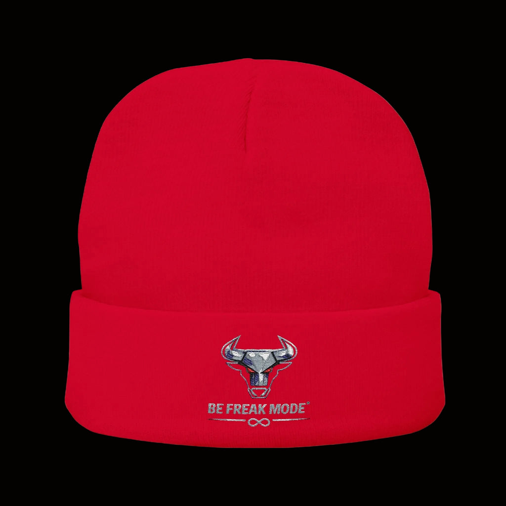 Embroidered Bull Skull Beanie — Premium Knit Winter Hat | Be Freak Mode